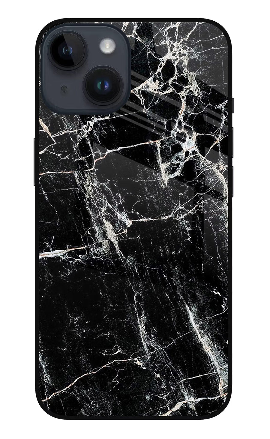 Black Marble Texture iPhone 14 Back Cover, Metal case