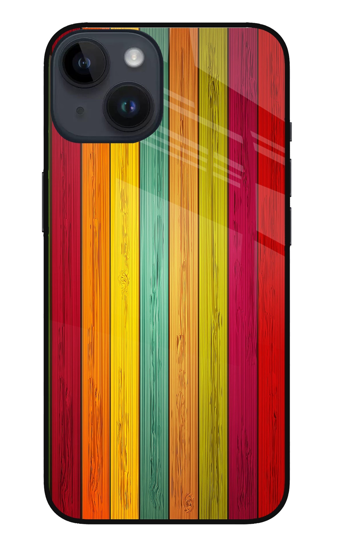 Multicolor Wooden iPhone 14 Glass Case