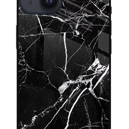 Black Marble Pattern iPhone 14 Glass Case