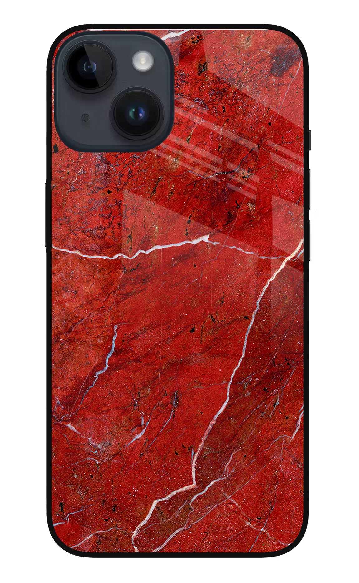 Red Marble Design iPhone 14 Glass Case Back Cover by Casekaro