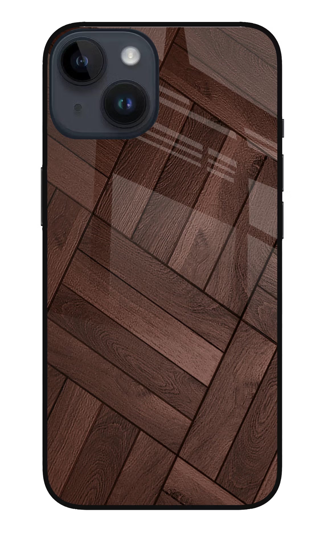 Wooden Texture Design iPhone 14 Glass Case Back Cover by Casekaro