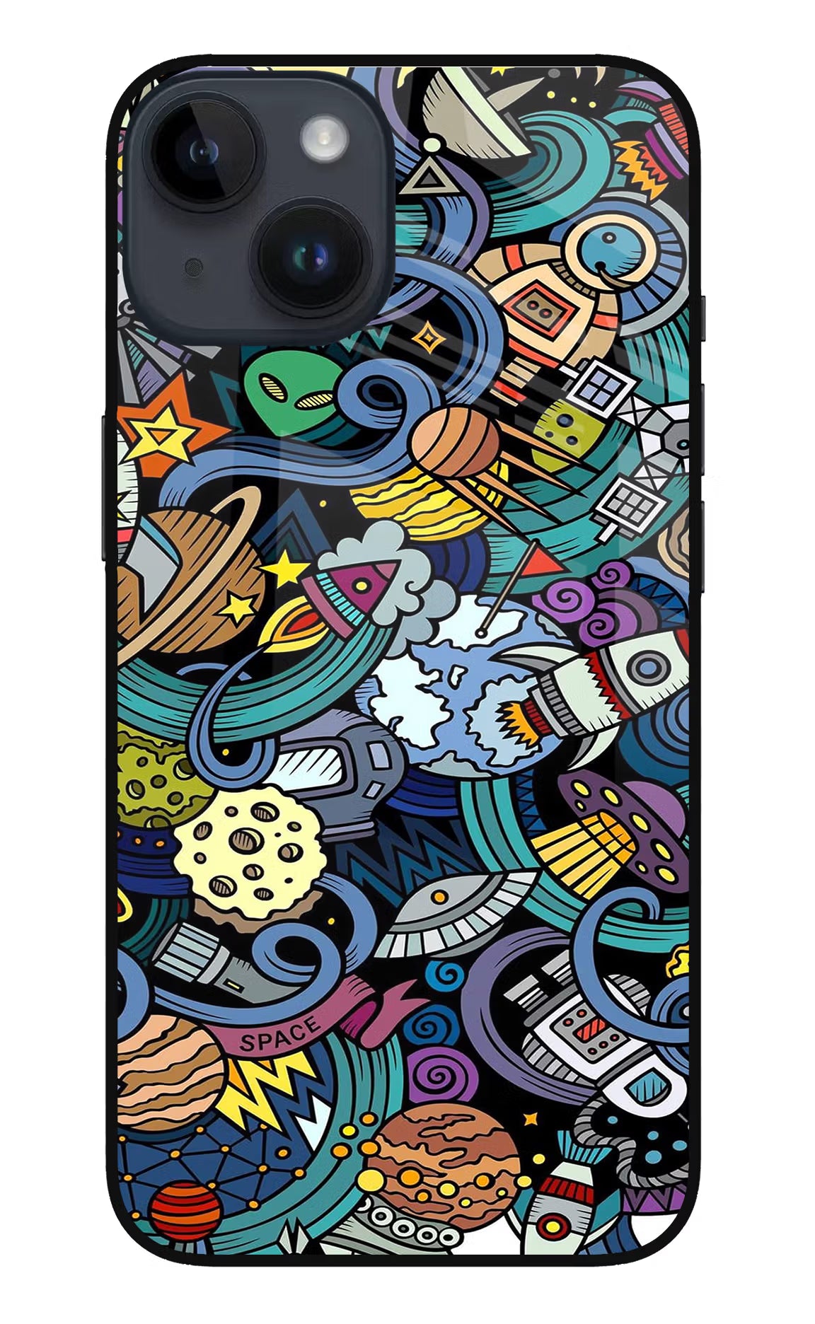 Space Abstract iPhone 14 Glass Case Back Cover by Casekaro