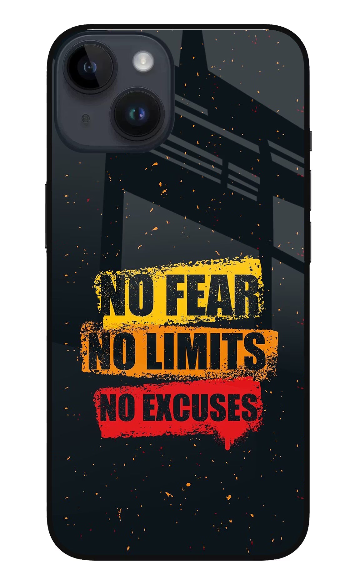 No Fear No Limits No Excuse iPhone 14 Glass Case Back Cover by Casekaro