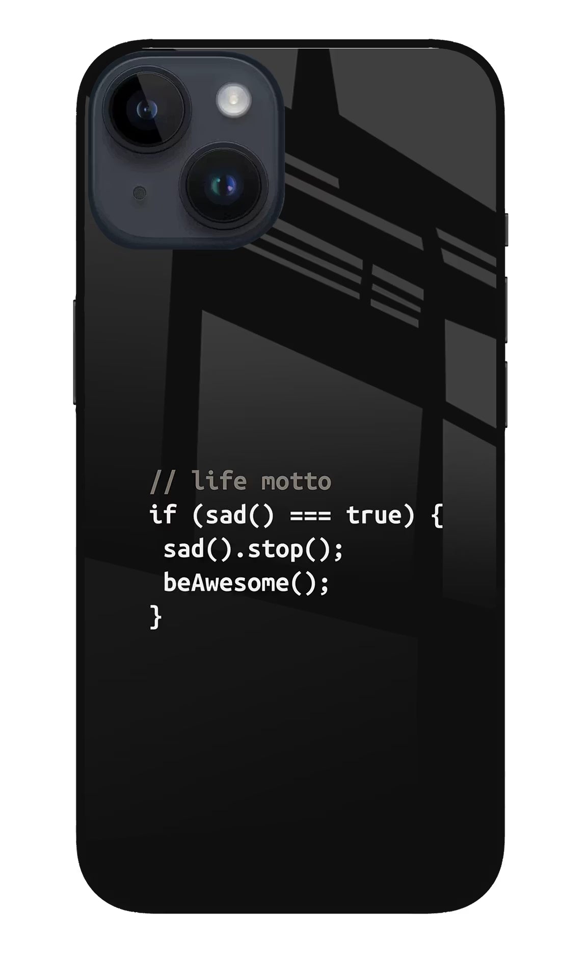 Life Motto Code iPhone 14 Glass Case Back Cover by Casekaro