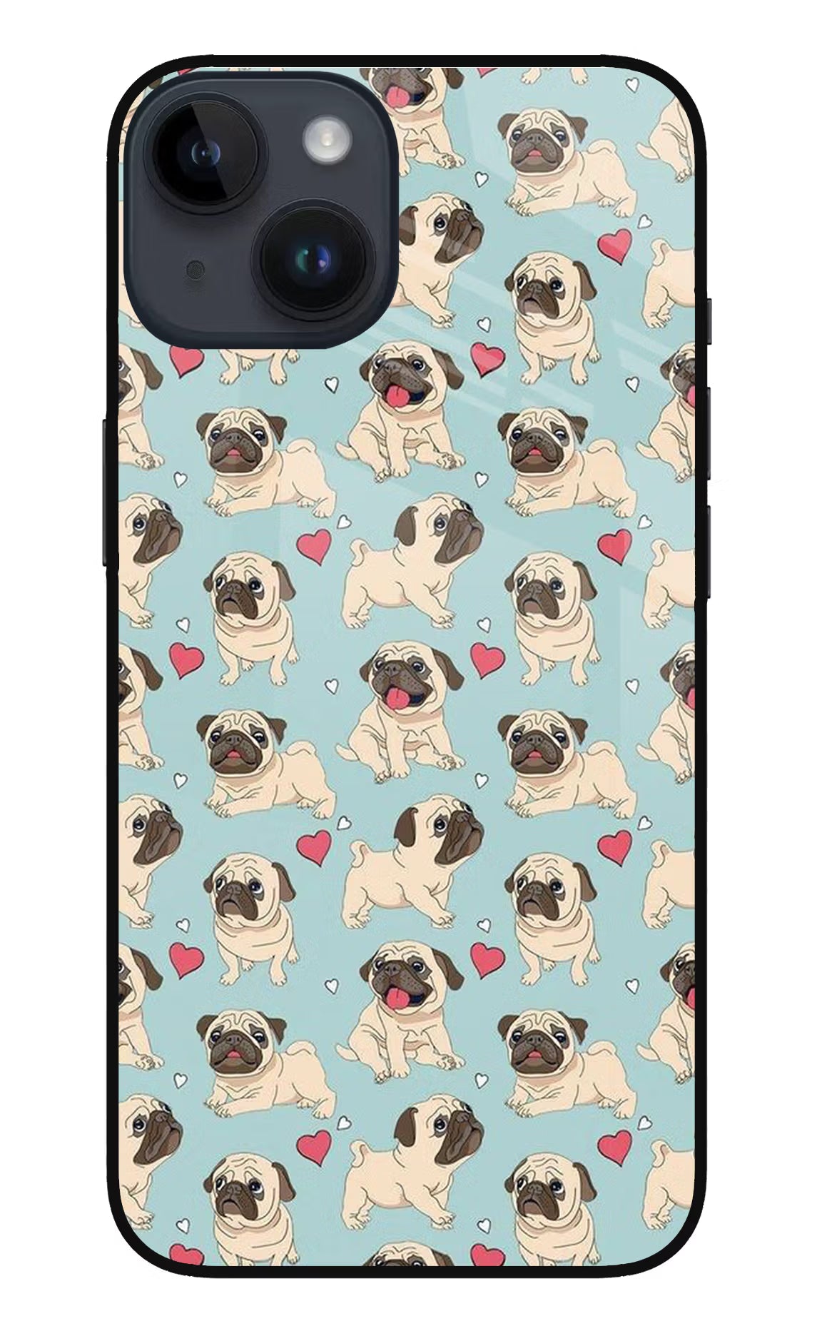 Pug Dog iPhone 14 Glass Case Back Cover by Casekaro