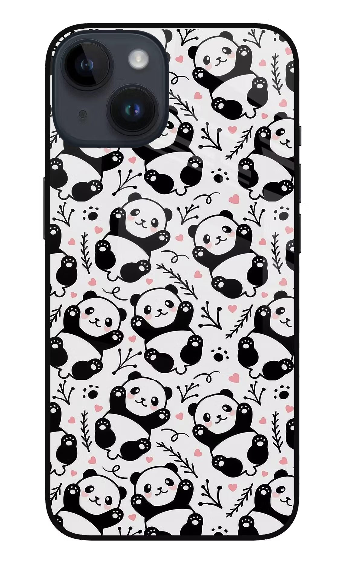 Cute Panda iPhone 14 Glass Case Back Cover by Casekaro