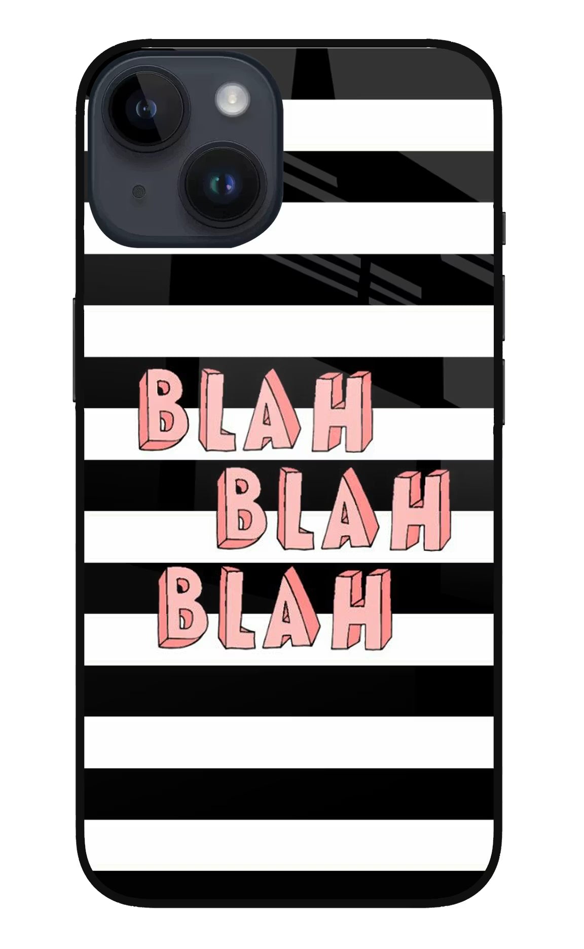 Blah Blah Blah iPhone 14 Glass Case Back Cover by Casekaro