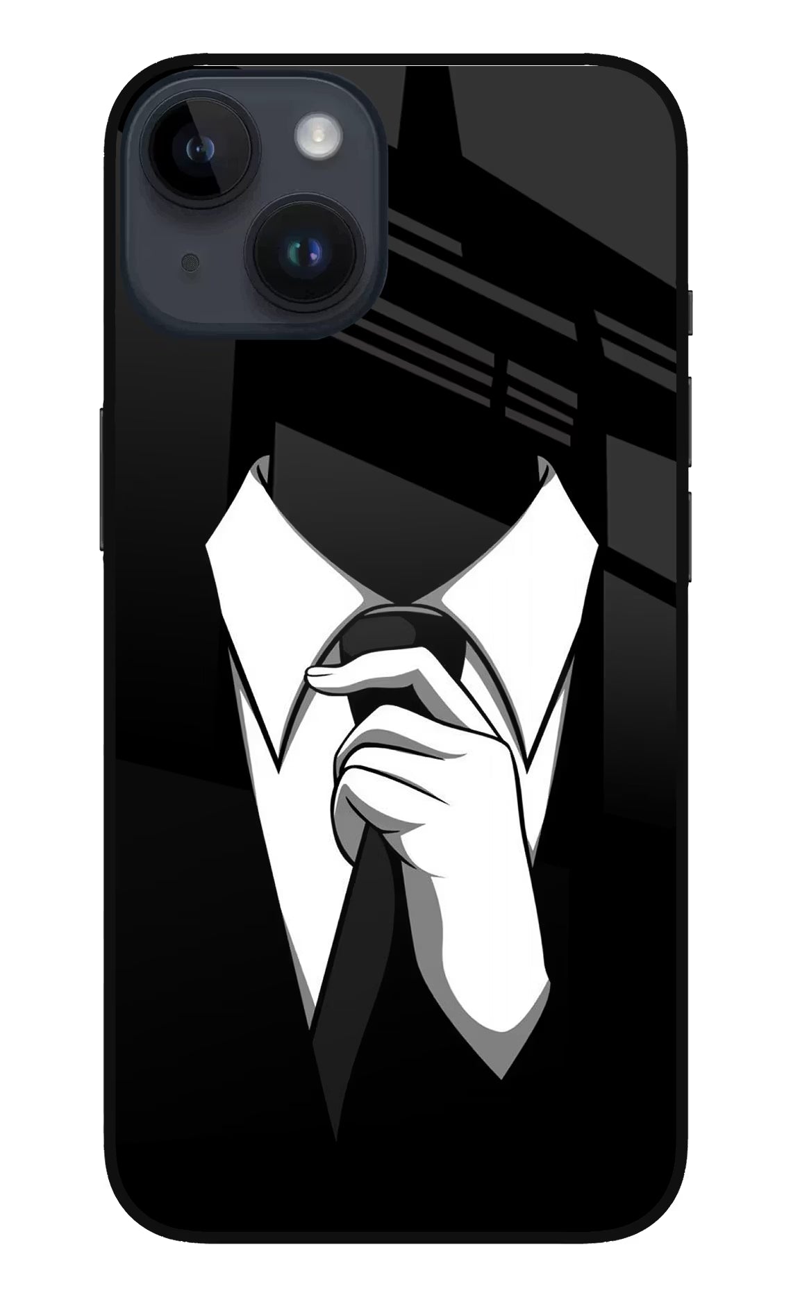 Black Tie iPhone 14 Glass Case Back Cover by Casekaro