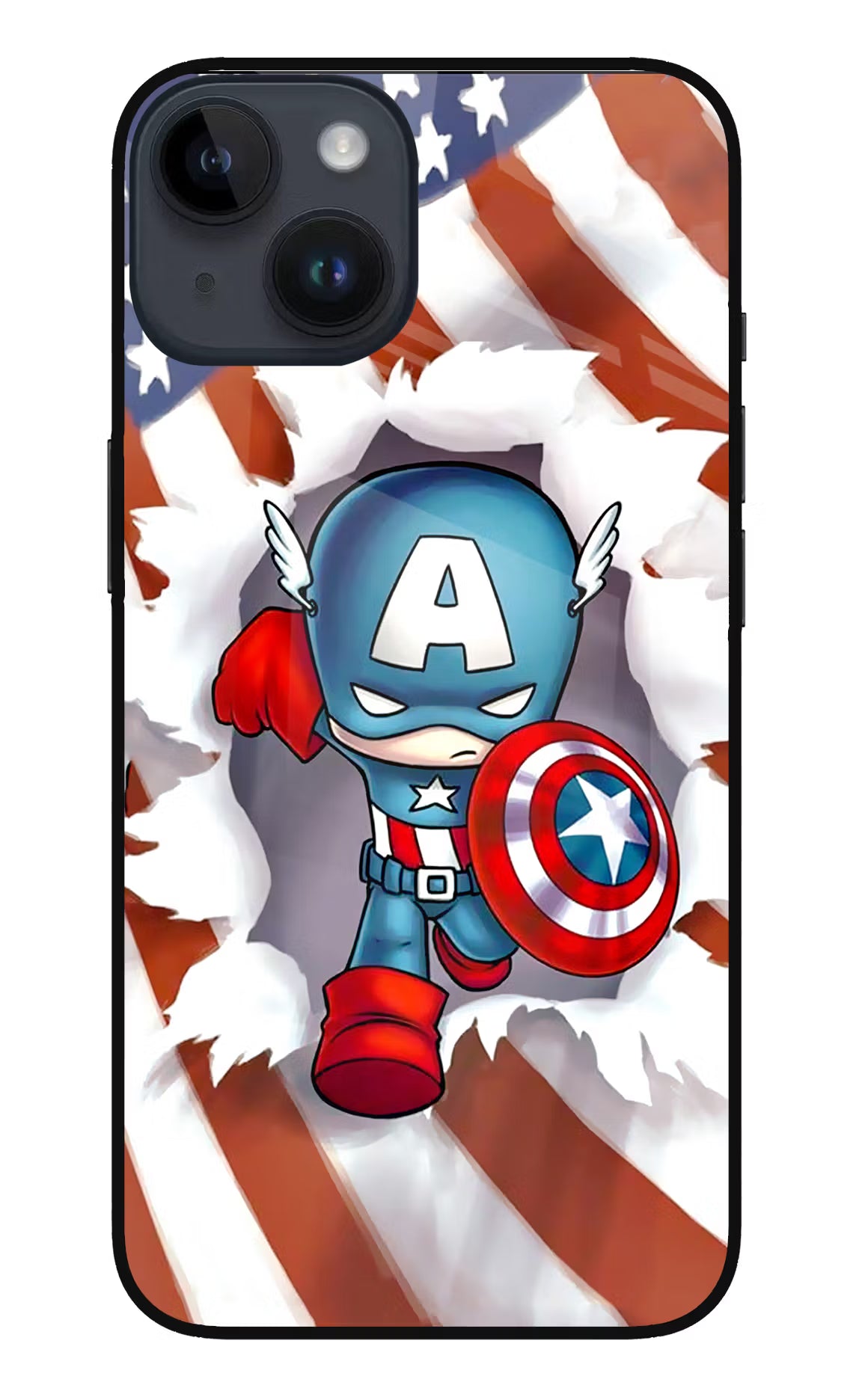 Captain America iPhone 14 Glass Case Back Cover by Casekaro