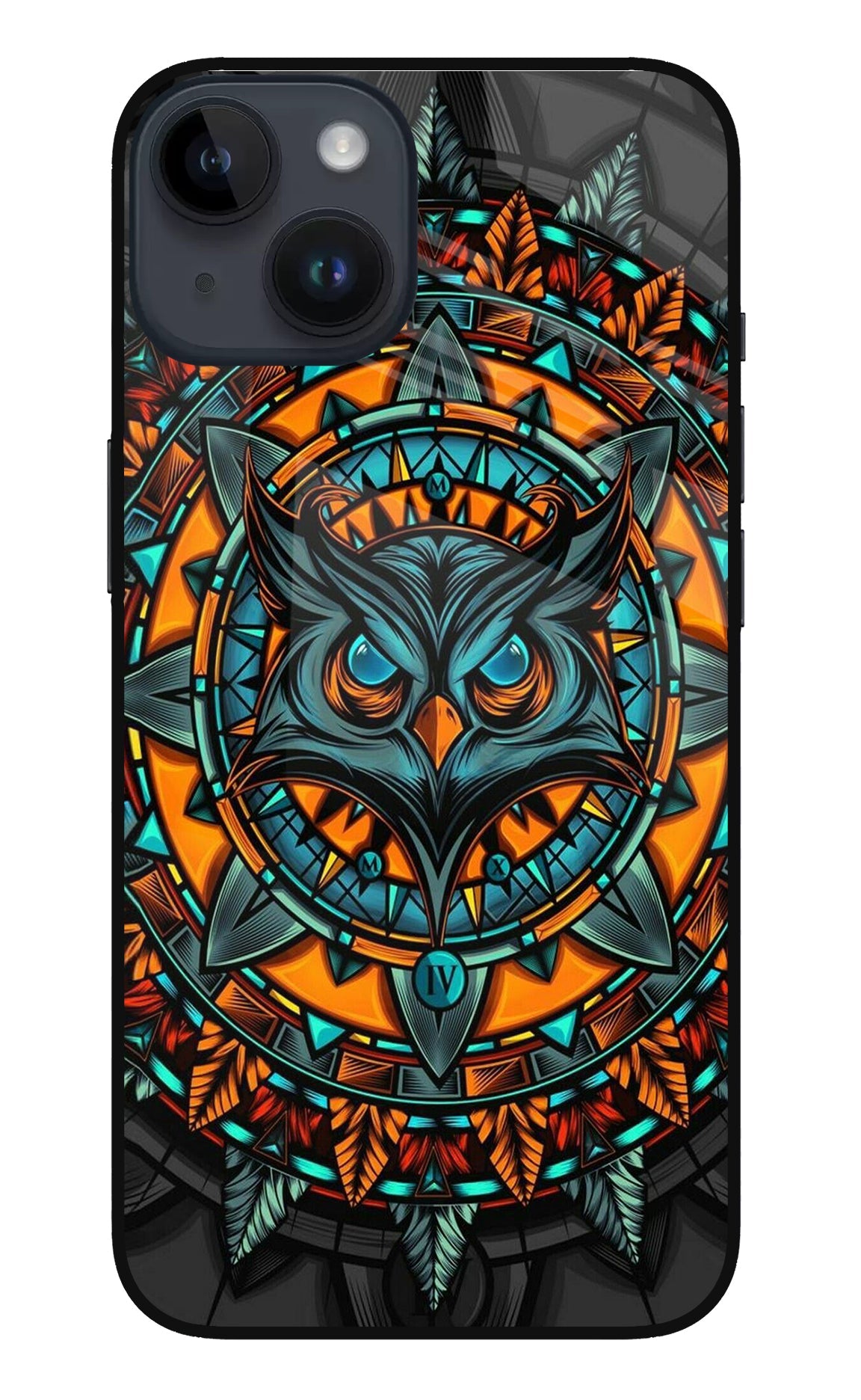 Angry Owl Art iPhone 14 Glass Case