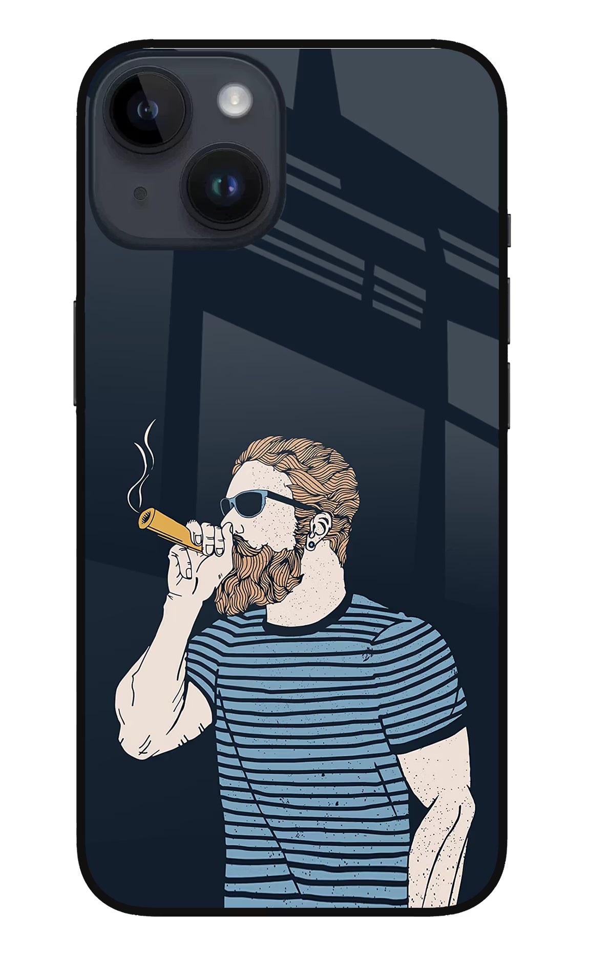 Smoking iPhone 14 Glass Case Back Cover by Casekaro