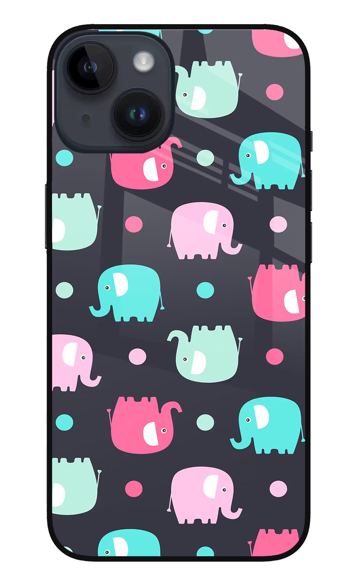 Elephants iPhone 14 Glass Case Back Cover by Casekaro