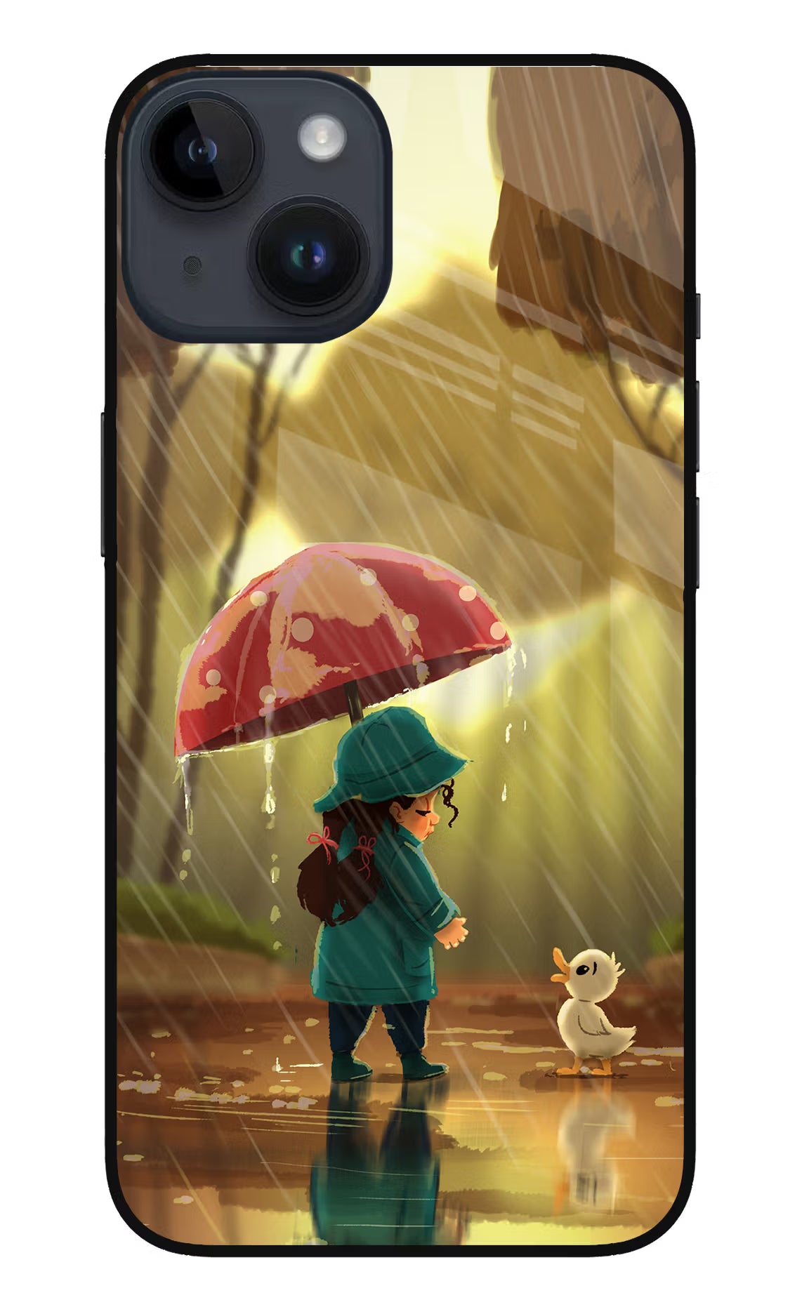 Rainy Day iPhone 14 Glass Case Back Cover by Casekaro