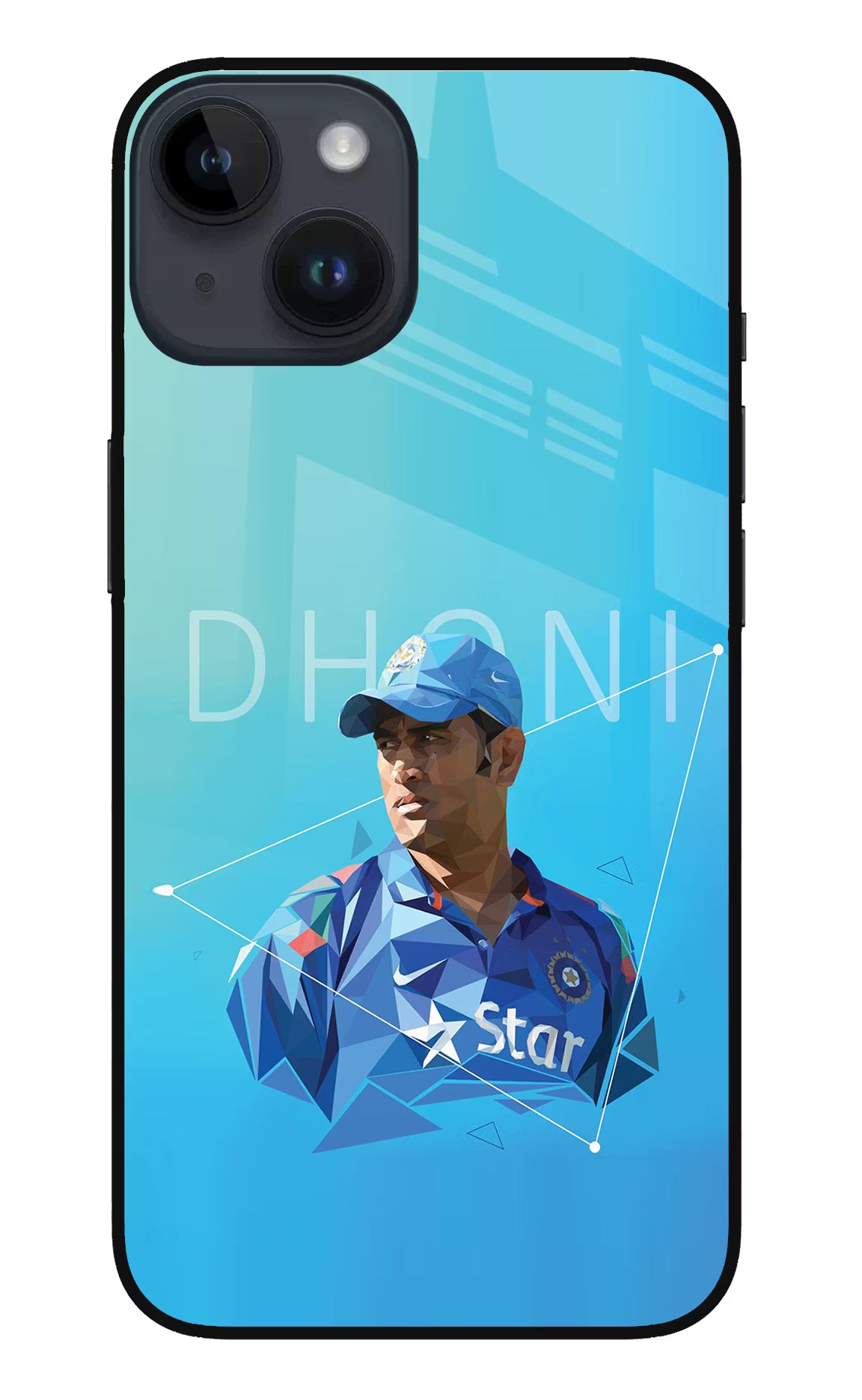 Dhoni Artwork iPhone 14 Glass Case Back Cover by Casekaro
