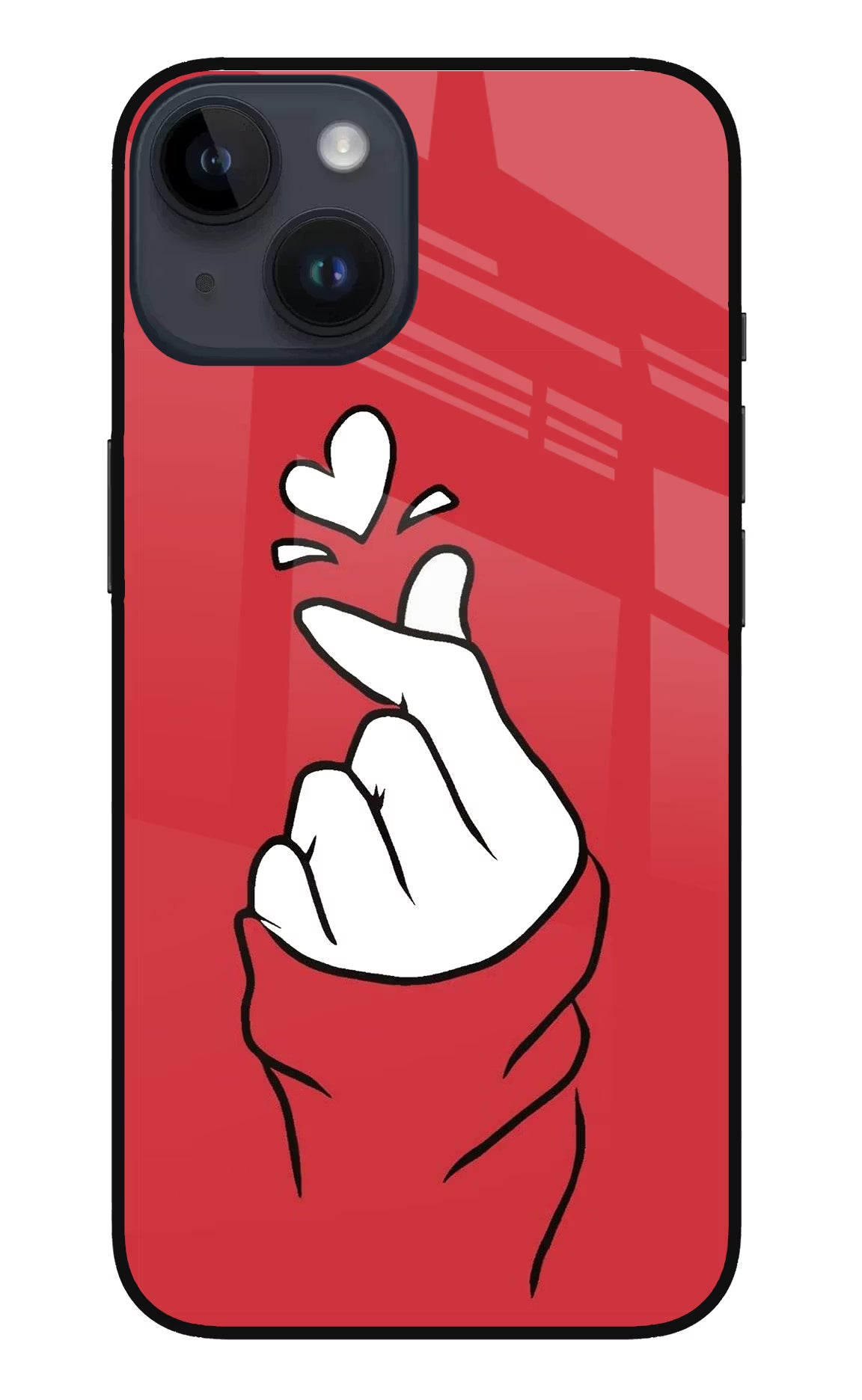 Korean Love Sign iPhone 14 Glass Case Back Cover by Casekaro
