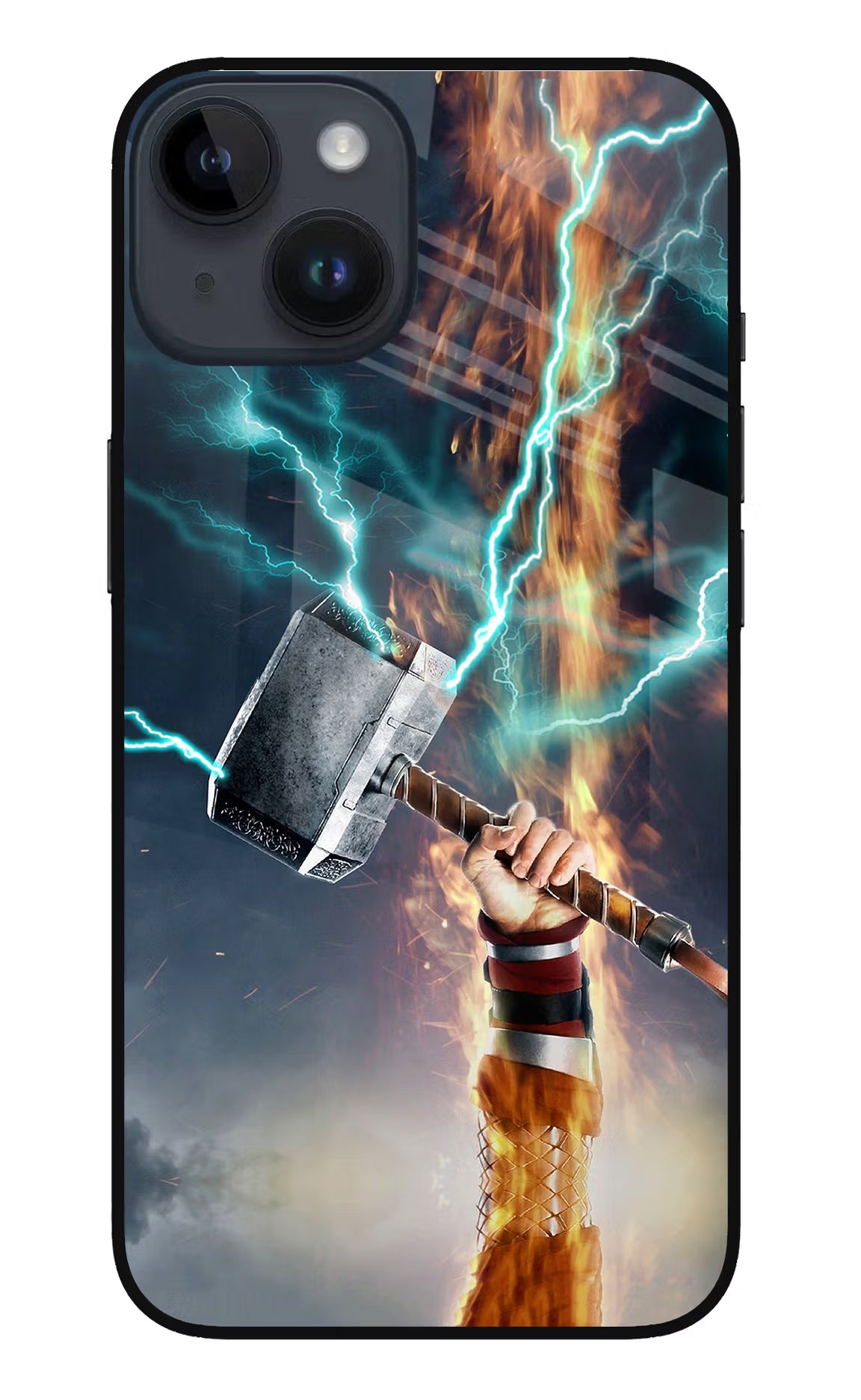 Thor Hammer Mjolnir iPhone 14 Glass Case Back Cover by Casekaro
