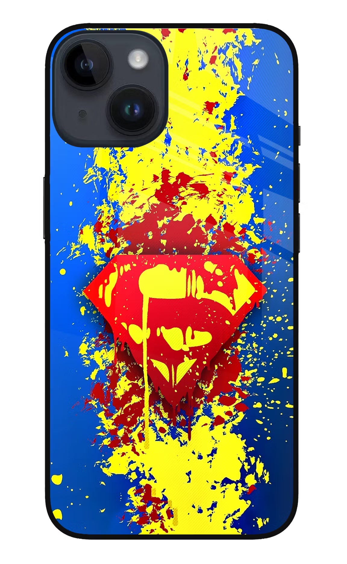 Superman logo iPhone 14 Glass Case Back Cover by Casekaro
