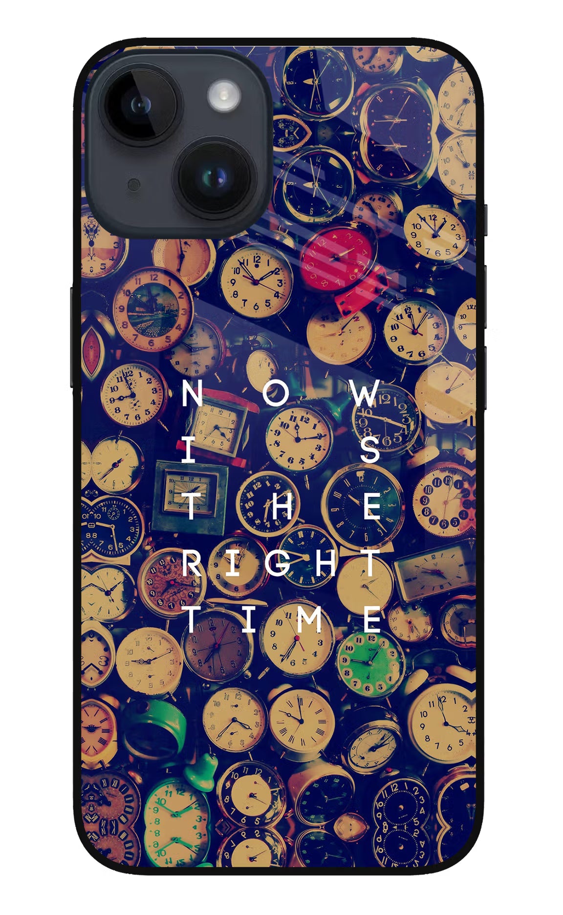 Now is the Right Time Quote iPhone 14 Glass Case Back Cover by Casekaro