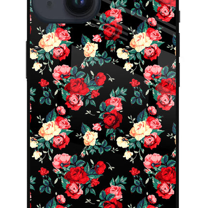 Rose Pattern iPhone 14 Glass Case Back Cover by Casekaro