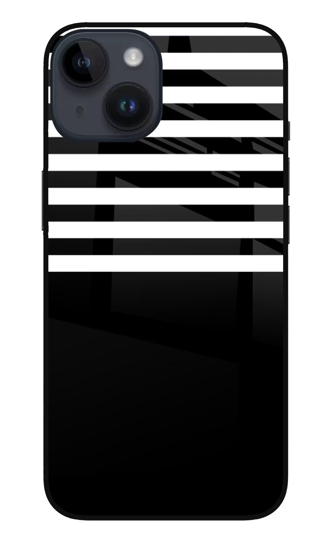 Black and White Print iPhone 14 Glass Case Back Cover by Casekaro