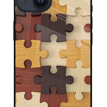 Wooden Puzzle iPhone 14 Glass Case