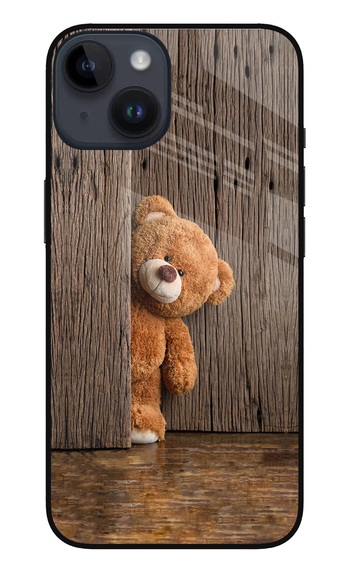 Teddy Wooden iPhone 14 Glass Case Back Cover by Casekaro