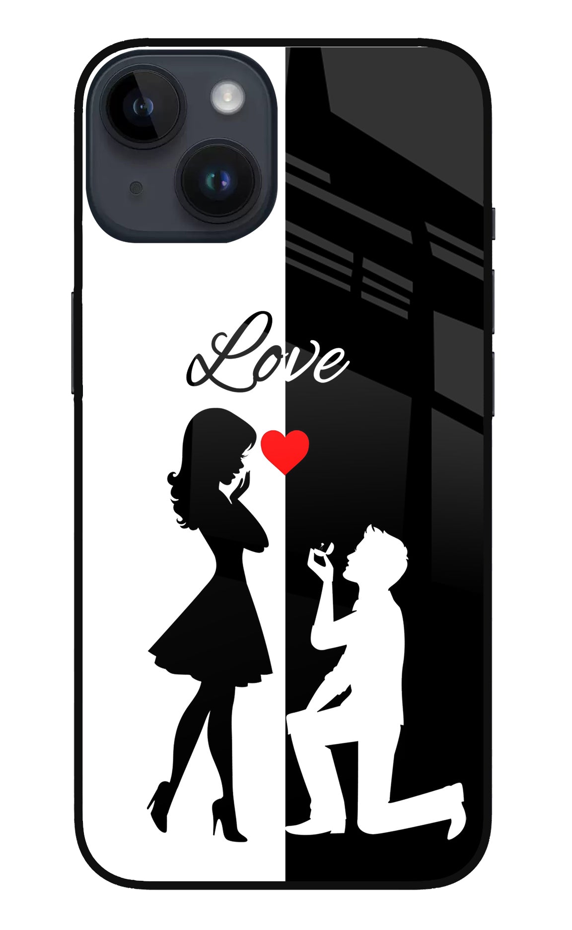 Love Propose Black And White iPhone 14 Back Cover