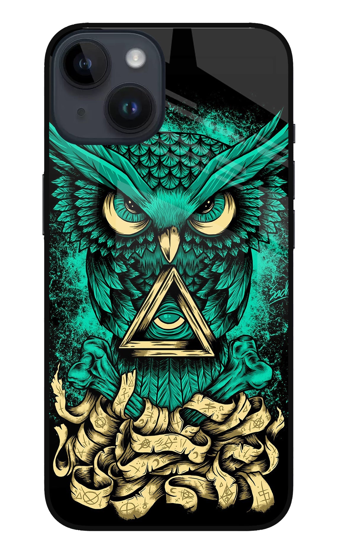 Green Owl iPhone 14 Glass Case