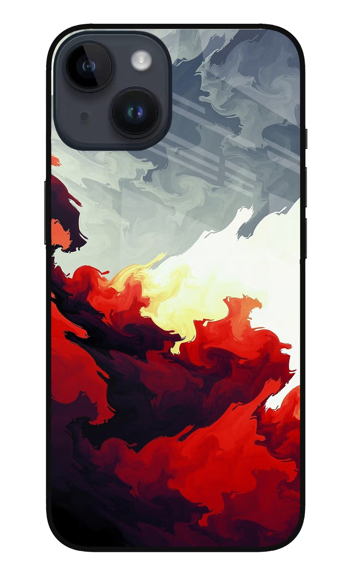 Fire Cloud iPhone 14 Glass Case Back Cover by Casekaro