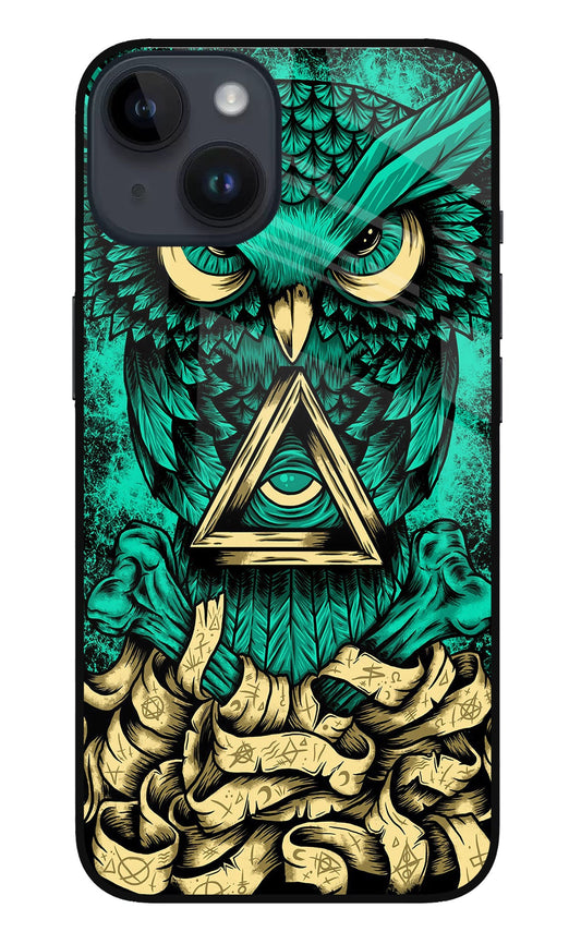 Green Owl iPhone 14 Glass Case