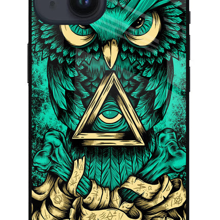 Green Owl iPhone 14 Glass Case