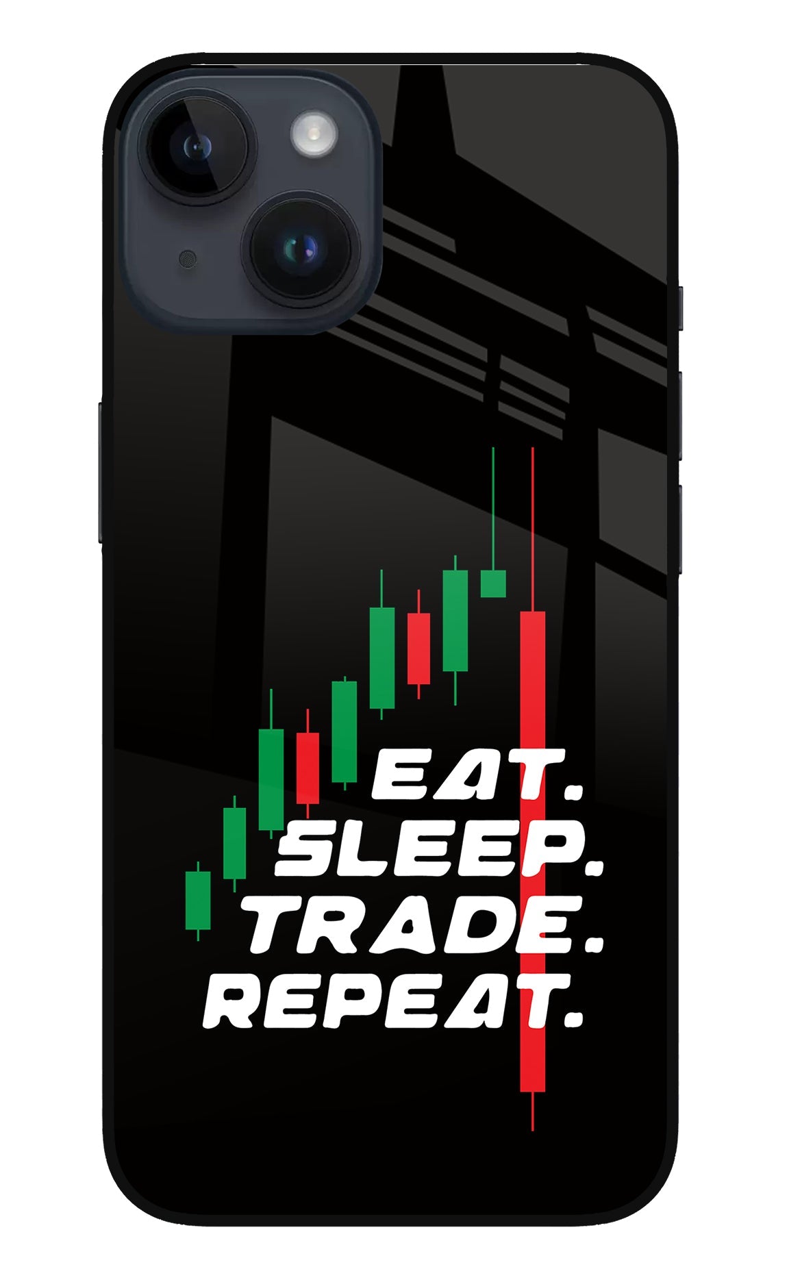 Eat Sleep Trade Repeat iPhone 14 Glass Case