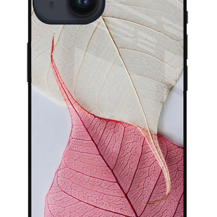 White Pink Leaf iPhone 14 Glass Case