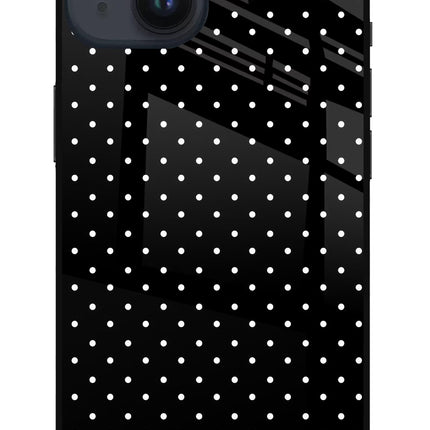 White Dots iPhone 14 Glass Case Back Cover by Casekaro