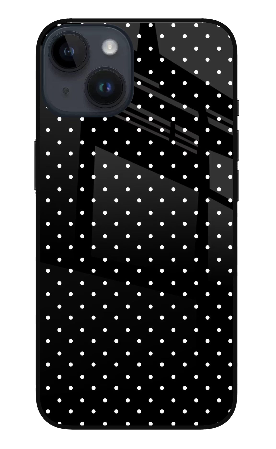White Dots iPhone 14 Glass Case Back Cover by Casekaro