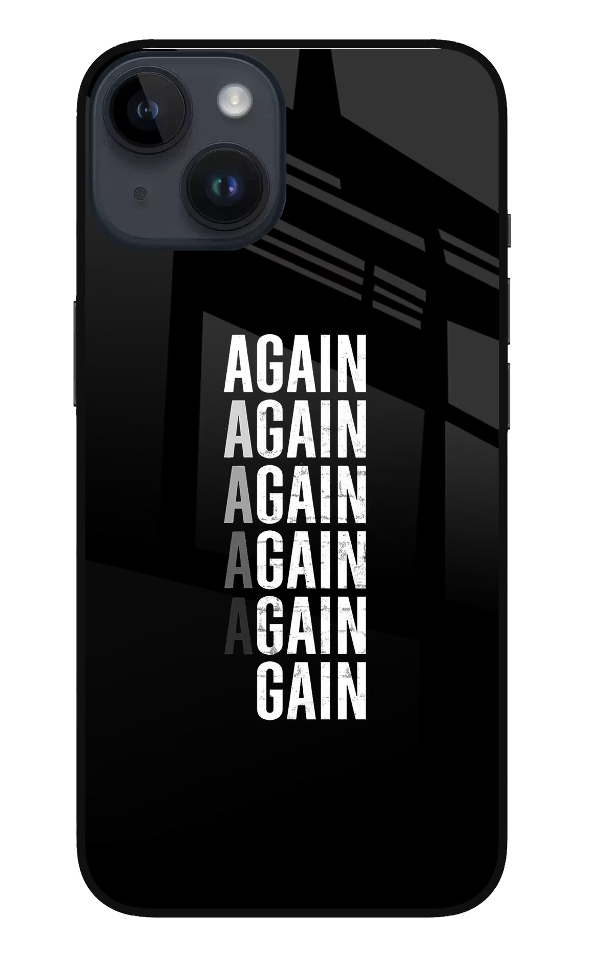Again Again Gain iPhone 14 Glass Case Back Cover by Casekaro
