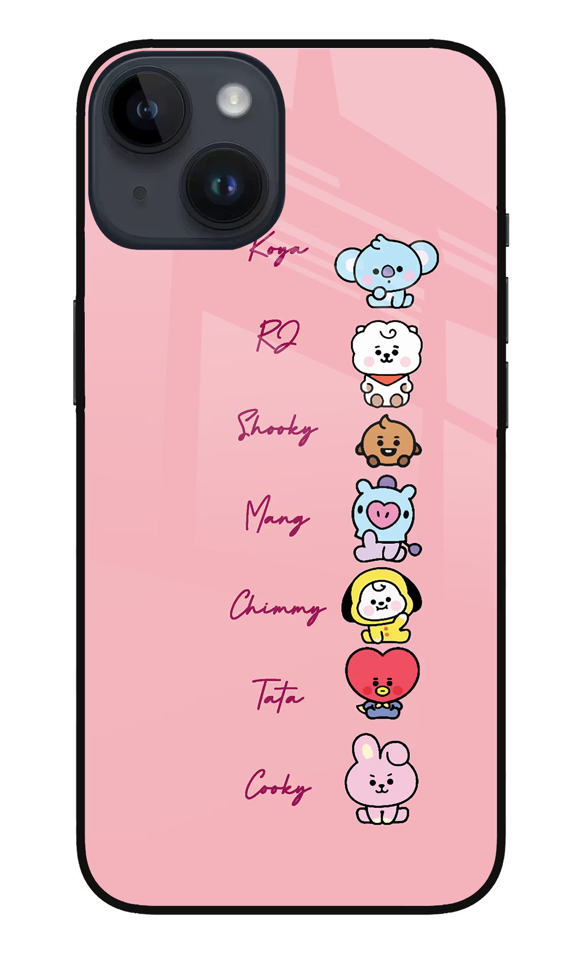 BTS names iPhone 14 Glass Case Back Cover by Casekaro