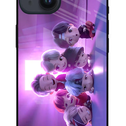 BTS Chibi iPhone 14 Glass Case