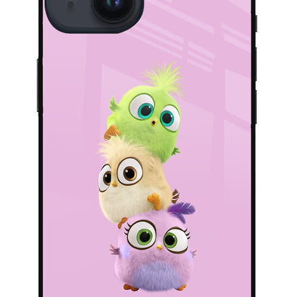 Cute Little Birds iPhone 14 Glass Case Back Cover by Casekaro