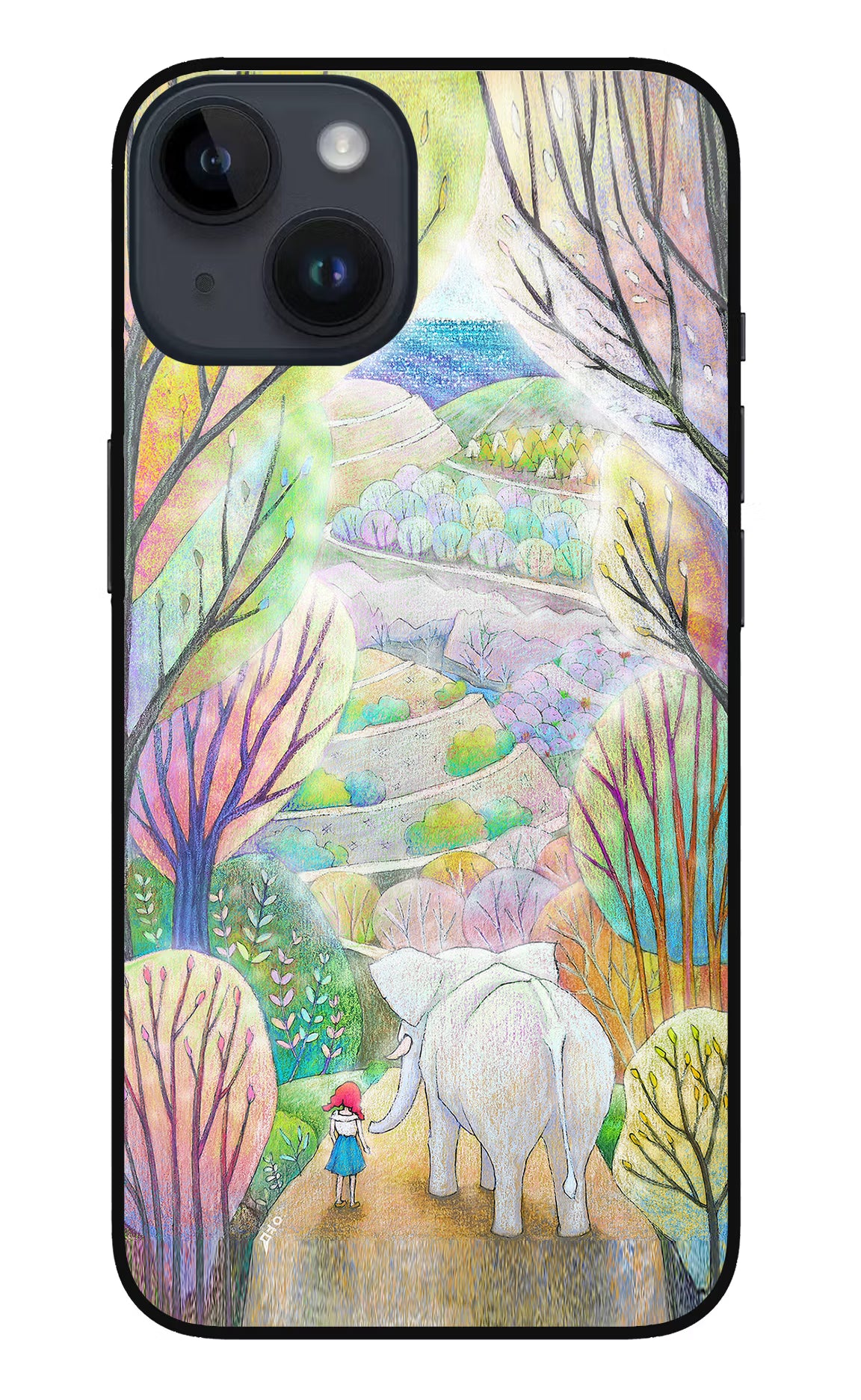 Nature Painting iPhone 14 Glass Case Back Cover by Casekaro