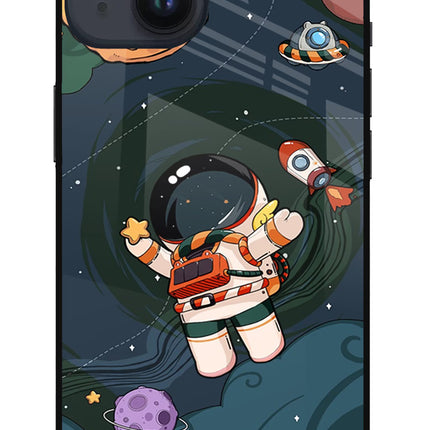 Cartoon Astronaut iPhone 14 Glass Case