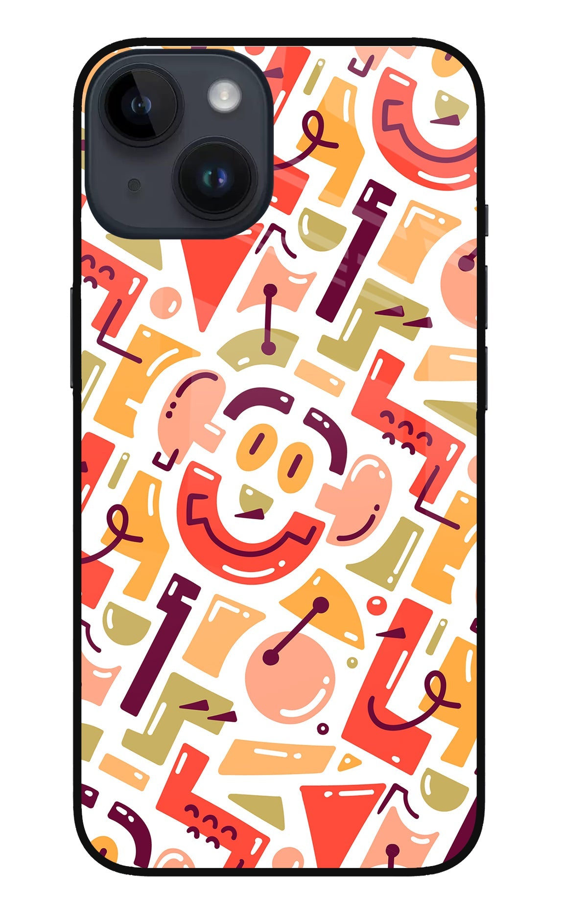 Doodle Pattern iPhone 14 Glass Case