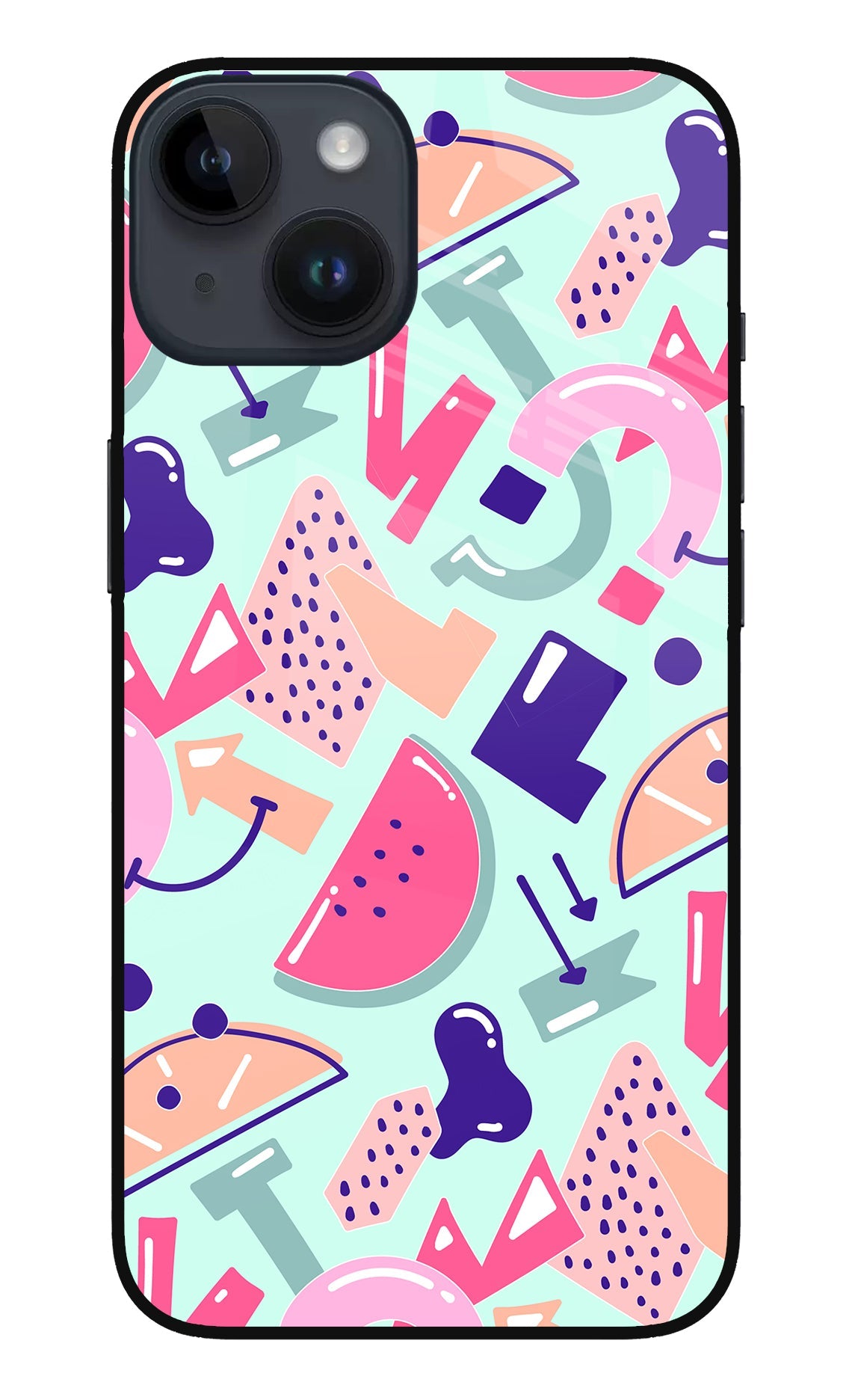 Doodle Pattern iPhone 14 Glass Case
