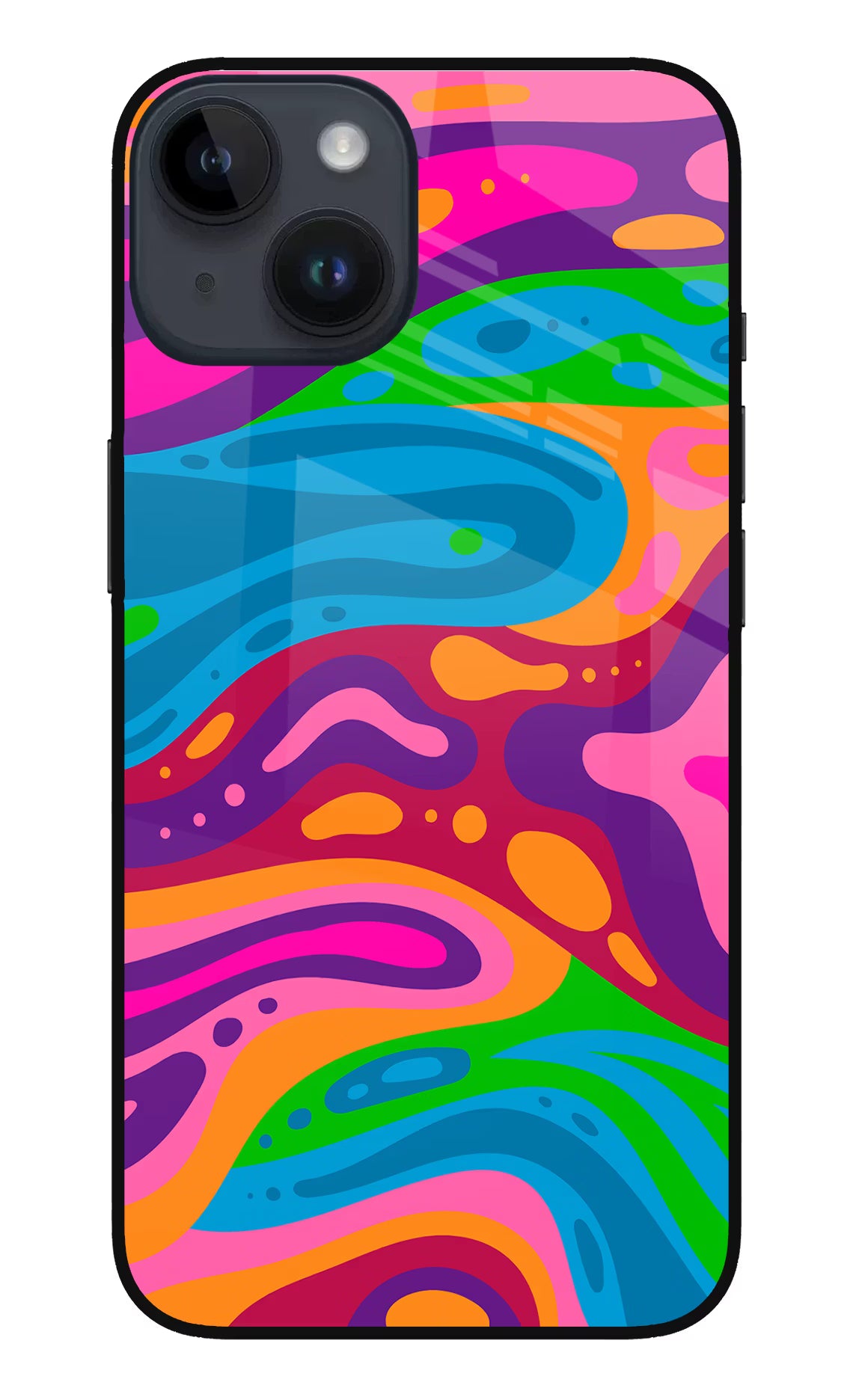 Trippy Pattern iPhone 14 Glass Case Back Cover by Casekaro