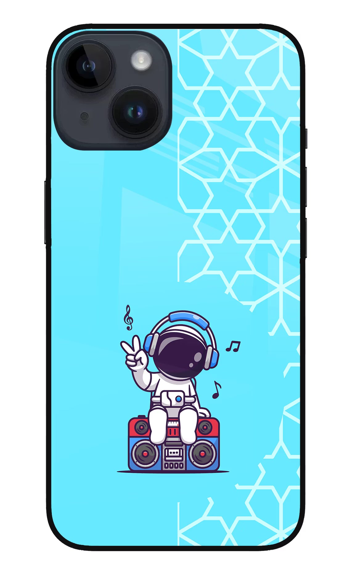 Cute Astronaut Chilling iPhone 14 Glass Case Back Cover by Casekaro