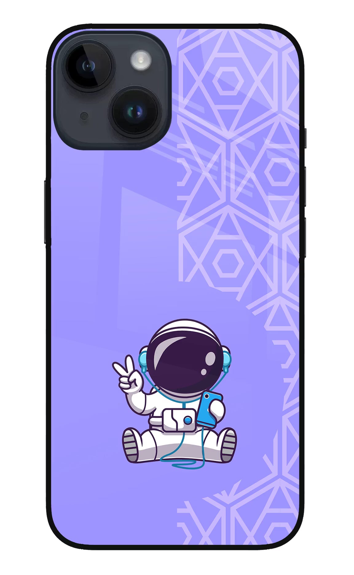 Cute Astronaut Chilling iPhone 14 Glass Case Back Cover by Casekaro