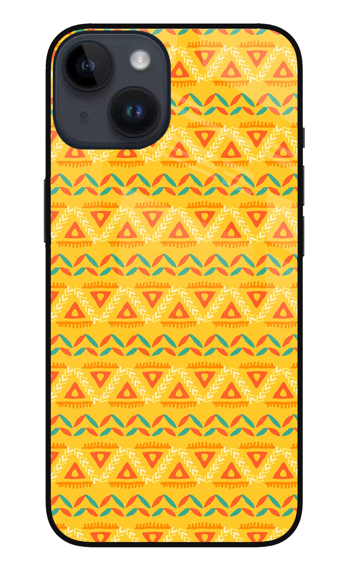 Tribal Pattern iPhone 14 Glass Case Back Cover by Casekaro