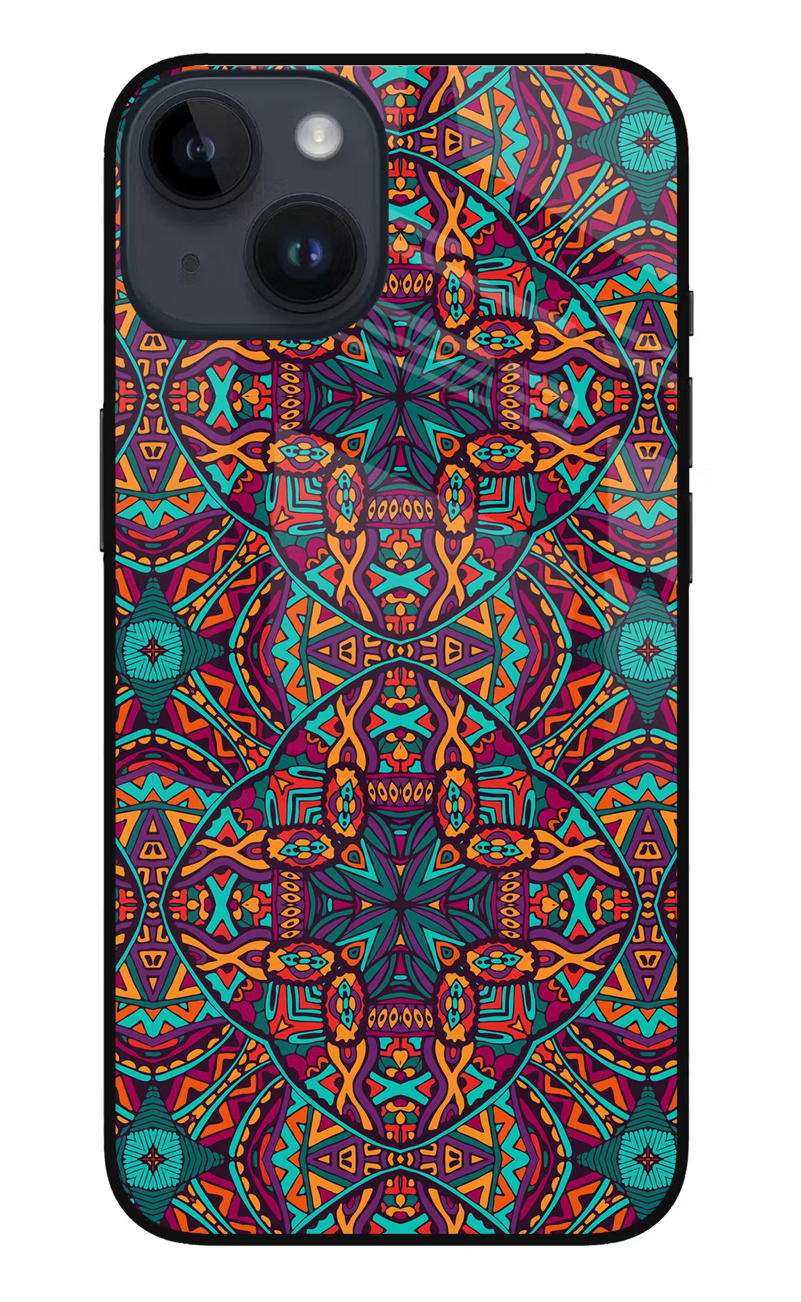 Colour Mandala iPhone 14 Glass Case Back Cover by Casekaro