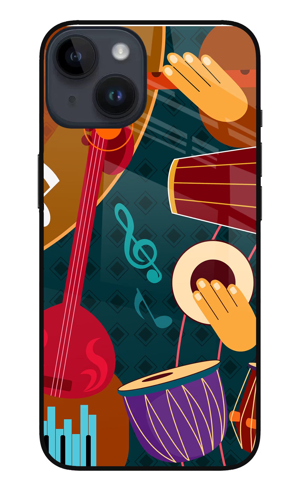 Music Instrument iPhone 14 Glass Case Back Cover by Casekaro