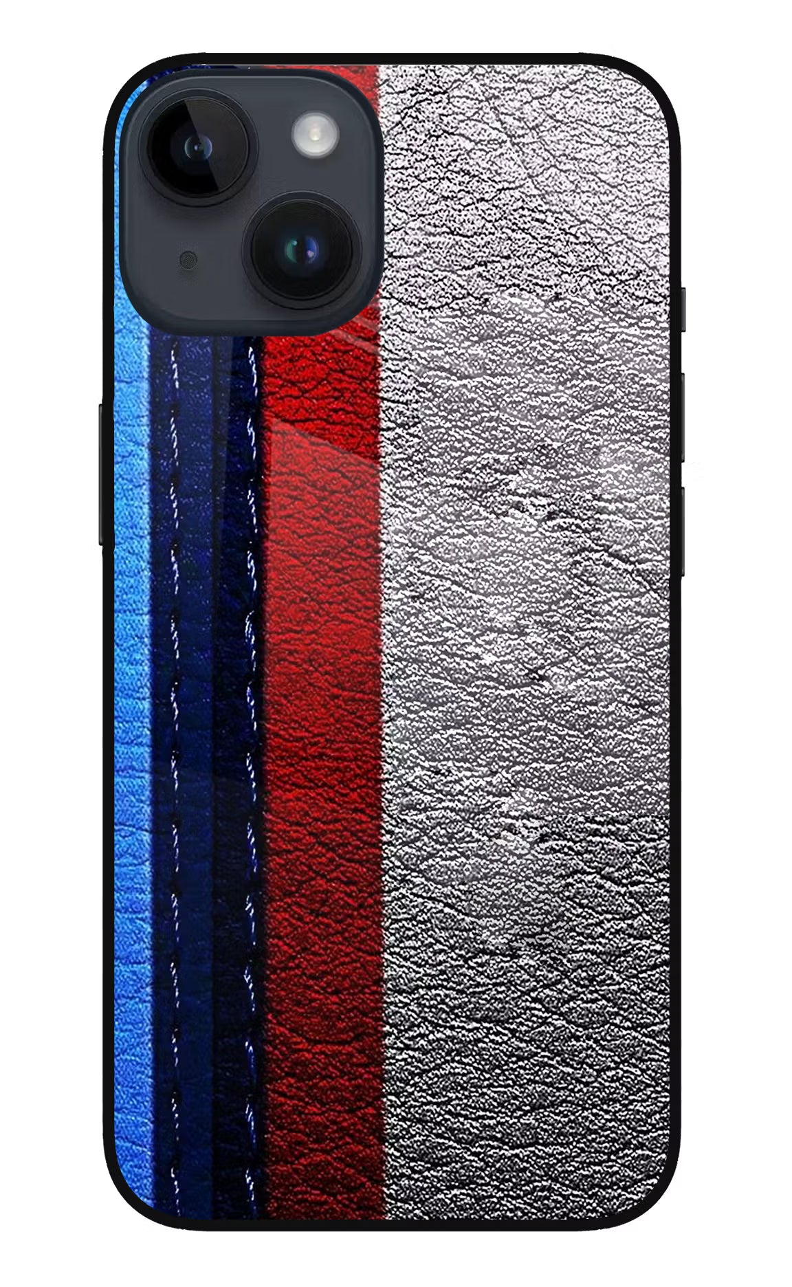 BMW Stripes iPhone 14 Glass Case Back Cover by Casekaro